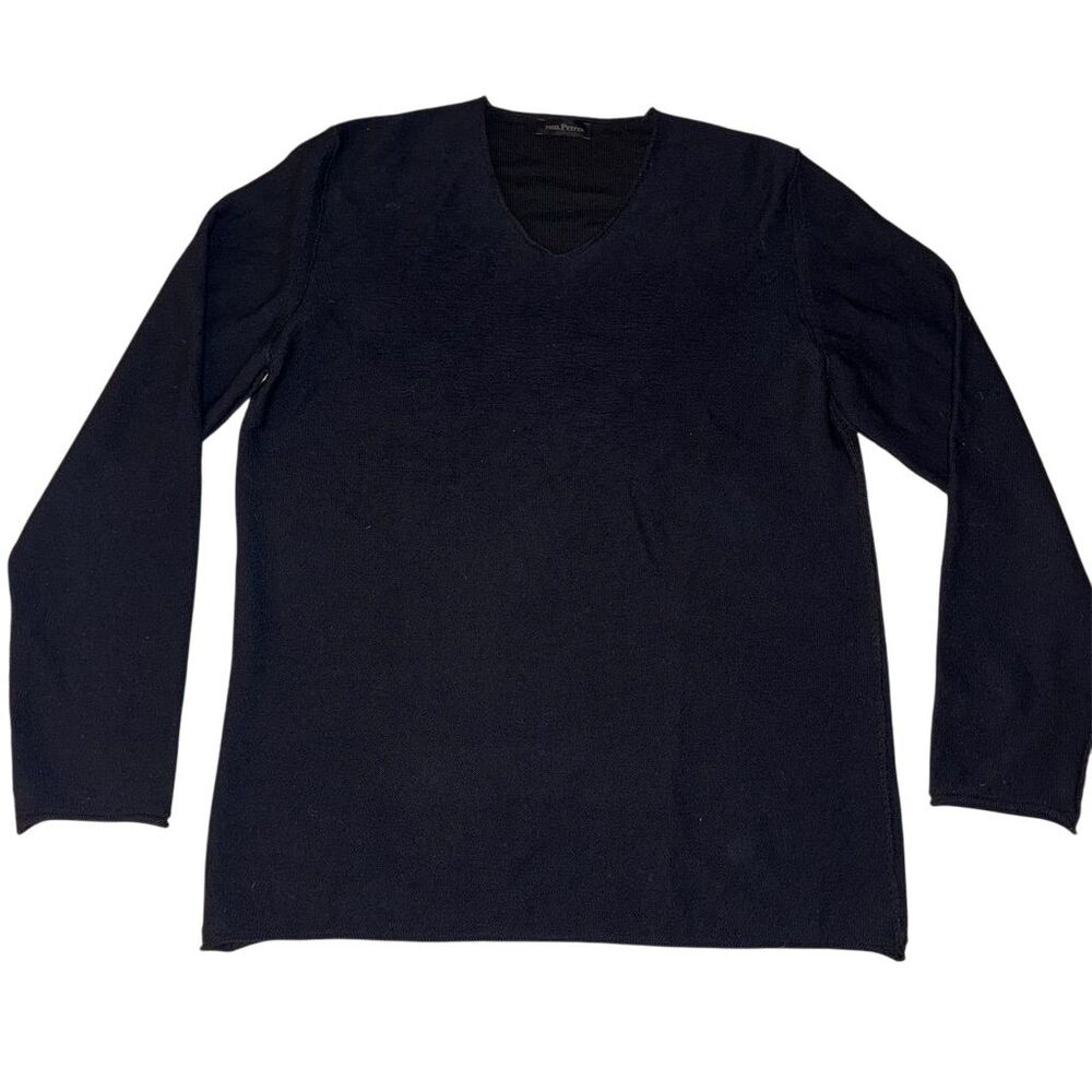 Phil Petter Men's V-Neck‎ Wool Merino Sweater Black Size M Pullover Casual